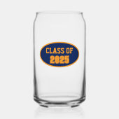 Navy Blue en Oranje School Kleuren Class Jaar Blikvorm Glas (Voorkant)