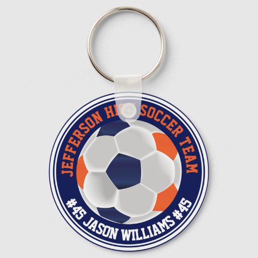 Navy Blue en Oranje ⚽ Sleutelhanger (Voorkant)