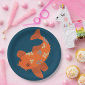 Navy Blue en Oranje zwemkoi Goldfish Papieren Bordje (Feest)
