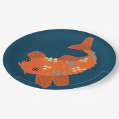 Navy Blue en Oranje zwemkoi Goldfish Papieren Bordje (Gekanteld)