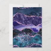 Navy Blue en Paars Glitter Ocean Agate Birthday Bedankkaart (Achterkant)