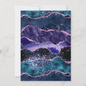 Navy Blue en Paars Glitter Ocean Agate Birthday Kaart (Achterkant)