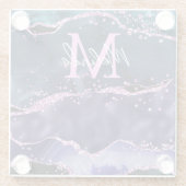 Navy Blue en Paars Glitter Ocean Agate Glazen Onderzetter (Achterkant)