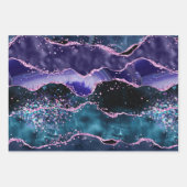 Navy Blue en Paars Glitter Ocean Agate Inpakpapier Vel (Voorkant 3)