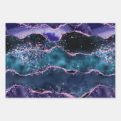 Navy Blue en Paars Glitter Ocean Agate Inpakpapier Vel (Voorkant)