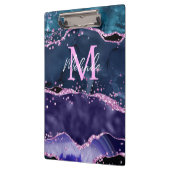 Navy Blue en Paars Glitter Ocean Agate Klembord (Links)