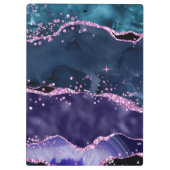 Navy Blue en Paars Glitter Ocean Agate Klembord (Achterkant)