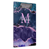 Navy Blue en Paars Glitter Ocean Agate Klembord (Rechts)