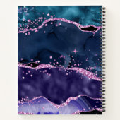 Navy Blue en Paars Glitter Ocean Agate Notitieboek (Achterkant)