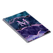 Navy Blue en Paars Glitter Ocean Agate Notitieboek (Rechterzijde)