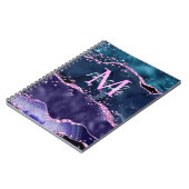 Navy Blue en Paars Glitter Ocean Agate Notitieboek (Linkerzijde)