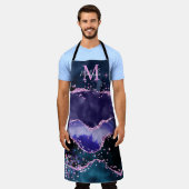 Navy Blue en Paars Glitter Ocean Agate Schort (Gedragen)