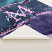 Navy Blue en Paars Glitter Ocean Agate Sherpa Deken (3/4)
