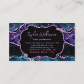 Navy Blue en Paars Glitter Ocean Agate Visitekaartje (Achterkant)