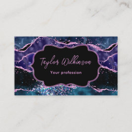 Navy Blue en Paars Glitter Ocean Agate Visitekaartje