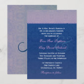 Navy Blue en Paars Lace Wedding F328 Kaart (Voorkant / Achterkant)