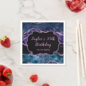 Navy Blue en Paarse Ocean Agaat Verjaardag Servet (Insitu)