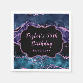 Navy Blue en Paarse Ocean Agaat Verjaardag Servet