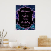 Navy Blue en Paarse Ocean Agaat Verjaardag Welkom Poster (Keuken)