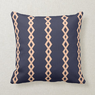 Navy Blue en Peach Retro Zizgag Stripe Pillow Kussen