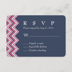 Navy Blue en Pink Chevron RSVP-kaart voor bruiloft RSVP Kaartje