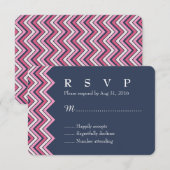Navy Blue en Pink Chevron RSVP-kaart voor bruiloft RSVP Kaartje (Voorkant / Achterkant)