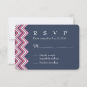 Navy Blue en Pink Chevron RSVP-kaart voor bruiloft RSVP Kaartje (Voorkant)