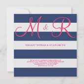 Navy Blue en Pink Monogram Weddenschap Kaart (Voorkant)