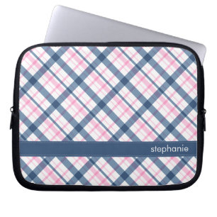Navy Blue en PInk Pset Pattern Laptop Sleeve
