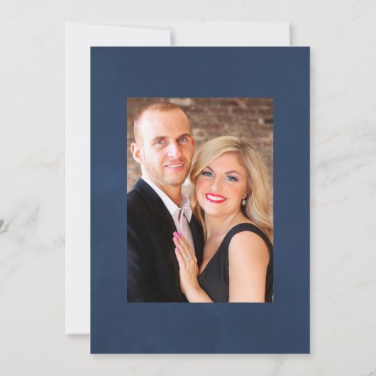 Navy Blue en Pink  Rozen Weddenfoto Save The Date (Achterkant)