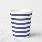 Navy Blue en Pure White Stripes Papieren Bekers (Achterkant)