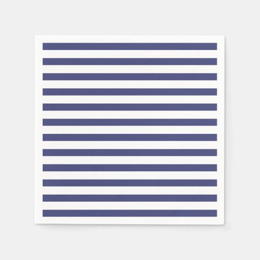 Navy Blue en Pure White Stripes Servet (Voorkant)