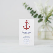 Navy Blue en Red Anchor Visitekaartje (Staand voorkant)