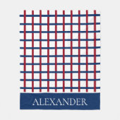 Navy Blue en Red Pset op White Personalized Fleece Deken (Voorkant)