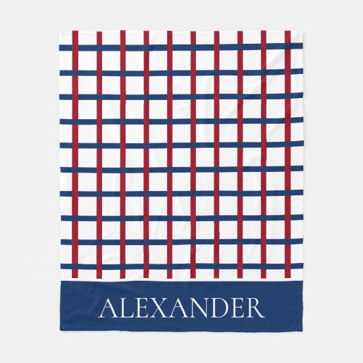 Navy Blue en Red Pset op White Personalized Fleece Deken (Voorkant)