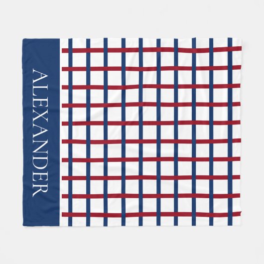 Navy Blue en Red Pset op White Personalized Fleece Deken (Voorkant (Horizontaal))