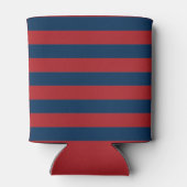 Navy Blue en Red Rugby Stripes Name Number Blikjeskoeler (Achterkant)