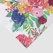 Navy Blue en Red waterverf boho chic Flowers Tissuepapier (Detail)