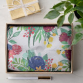 Navy Blue en Red waterverf boho chic Flowers Tissuepapier (Geschenk)