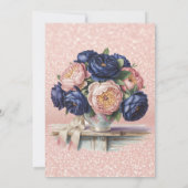 Navy Blue en Roos Gold Bloemen Trouwdouche Kaart (Achterkant)
