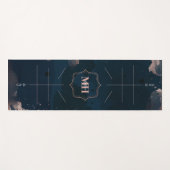 Navy Blue en Roos Gold, Body Alignment Lines Custo Yogamat (Voorkant (horizontaal))