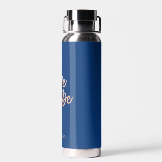 Navy Blue en Roos Gold Bride Tribe Bachelorette Waterfles (Achterkant)