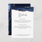 Navy blue en roos gold bruiloft informatiekaartje (Voorkant / Achterkant)