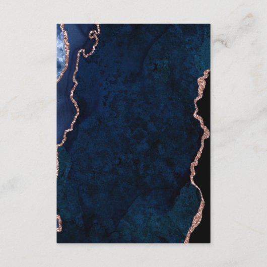 Navy blue en roos gold bruiloft informatiekaartje (Achterkant)