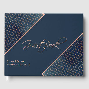 Navy Blue en Roos Gold Custom Guest Book Gastenboek