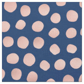 Navy Blue en Roos Gold Dot Fabric Stof (Close Up)