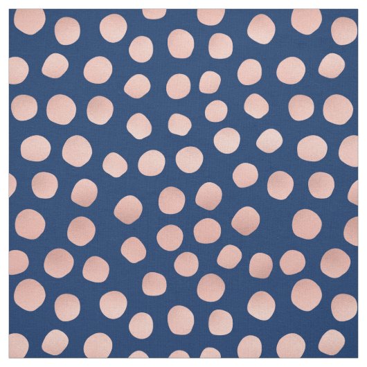 Navy Blue en Roos Gold Dot Fabric Stof (Swatch)