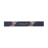 Navy Blue en Roos Gold Floral Belly Band Uitnodigingen Wikkel (Vlak)