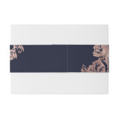 Navy Blue en Roos Gold Floral Belly Band Uitnodigingen Wikkel (Achterkant Voorbeeld)