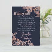 Navy Blue en Roos Gold Floral. Kaart (Staand voorkant)